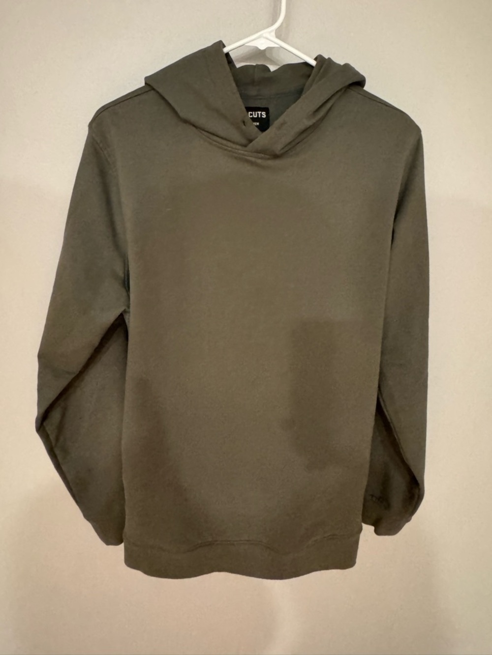 Cuts Clothing Split Hem Olive Green Minimal Hoodie